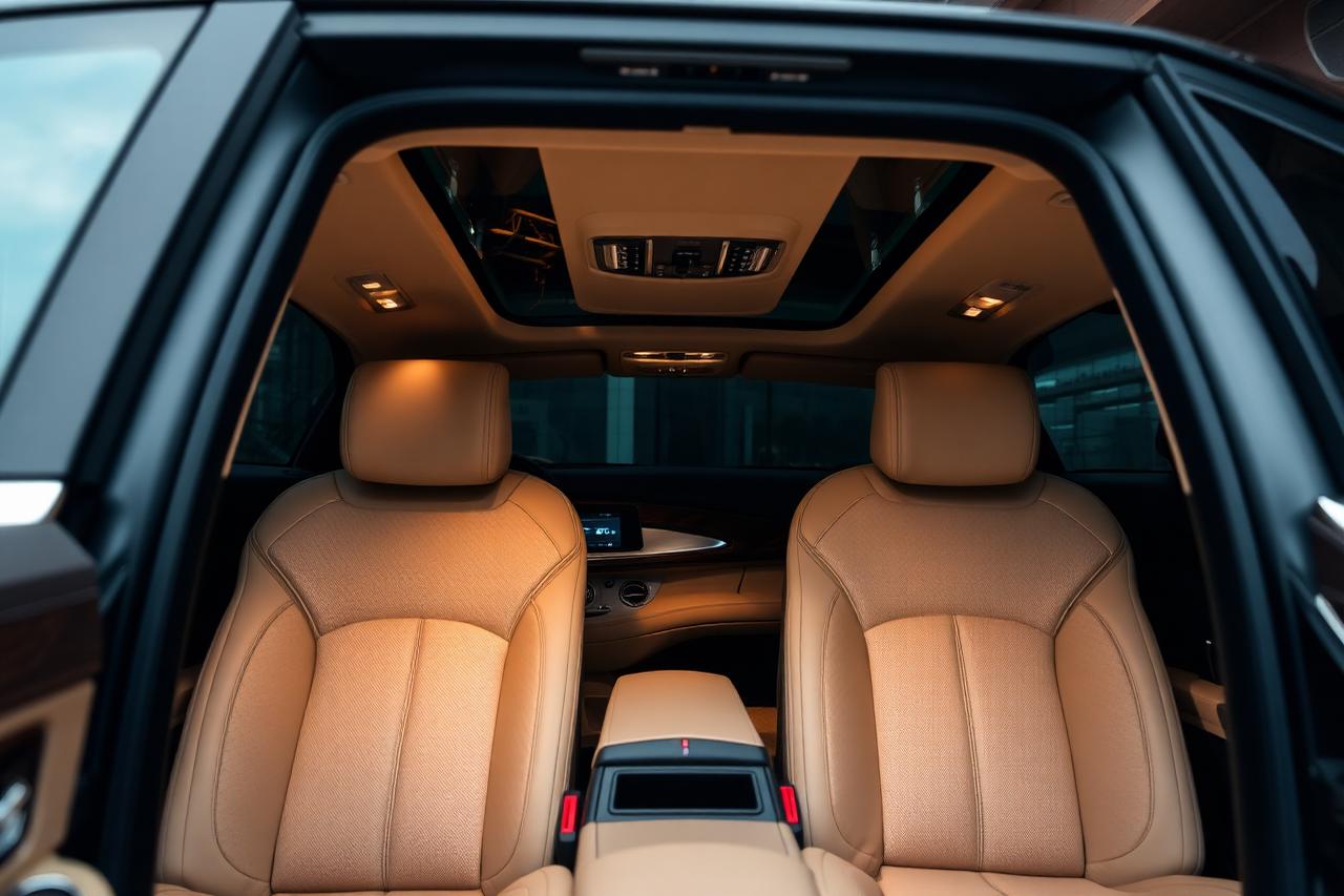 Intérieur cuir crème d'une Mercedes Classe S